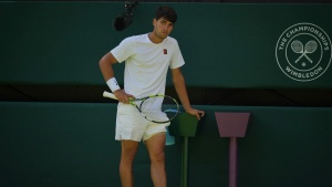 Carlos Alcaraz Battles Nerves, Five-Set Challenge in Wimbledon Opener
OR
Wimbledon: Alcaraz Overcomes Nervous Start to Defeat Fognini in Five Sets
OR
Alcaraz Admits to Feeling Pressure After Close Call in Wimbledon First Round