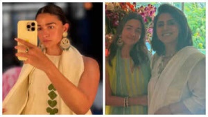 Alia Bhatt Celebrates Ganesh Chaturthi with Neetu Kapoor, Exuding Festive Elegance