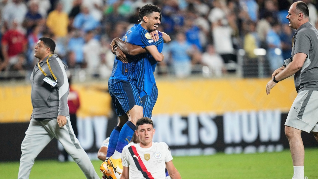 Al-Hilal celebrates their victory over Manchester City at the FIFA Club World Cup